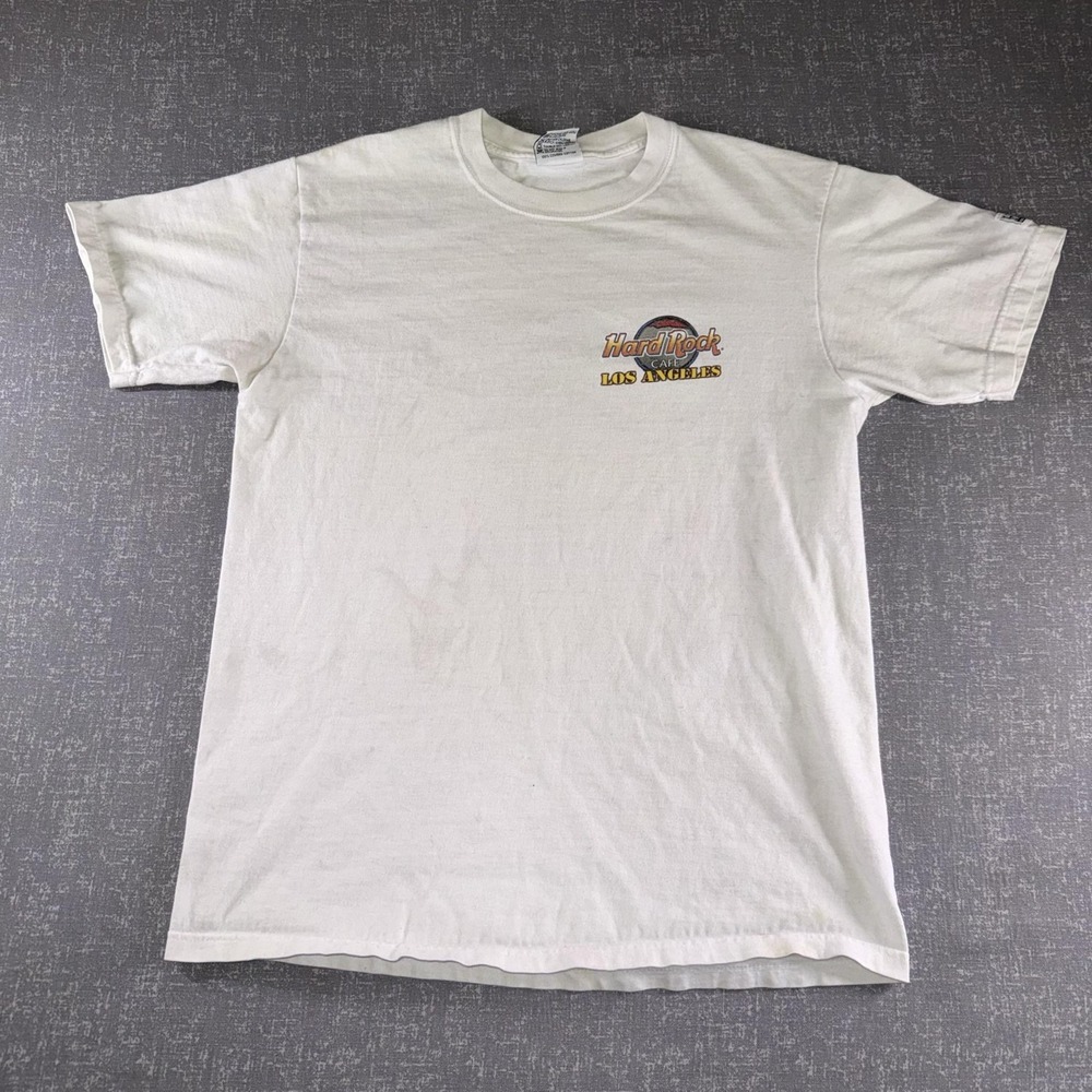 VINTAGE Hard Rock Cafe Shirt Mens Medium White Los Angeles Graphic Made USA 90s - Picture 5 of 10